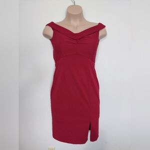 JS Collections Red Above Knee Formal Dress sz 8 Retro Vamp Formal